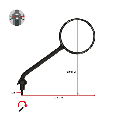 Spiegel Piaggio cm020421 rechts zwart – Piaggio Liberty 50