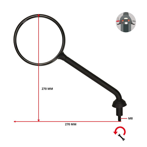 Spiegel Piaggio cm020420 links zwart – Piaggio Liberty 50