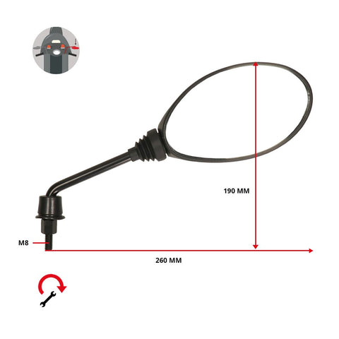 Spiegel Piaggio cm180202 rechts zwart – Piaggio Zip 50