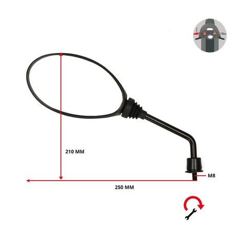 Spiegel Piaggio cm180201 links zwart – Piaggio Zip 50