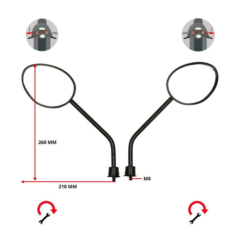 Spiegelset DMP E-keur zwart – Piaggio Zip 50