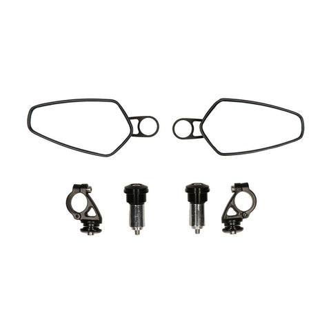 Spiegelset DMP ovaal bar-end wit zwart glans – Piaggio Zip 50