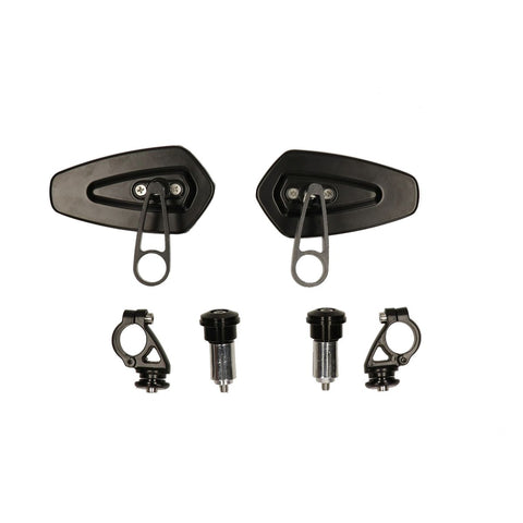 Spiegelset DMP ovaal bar-end wit zwart glans – Piaggio Zip 50