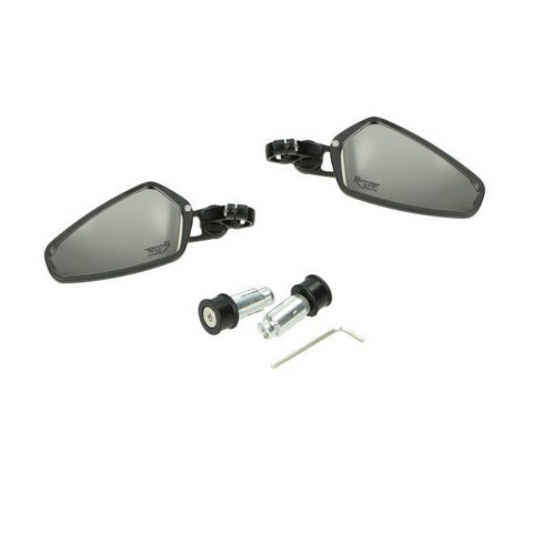 Spiegelset DMP ovaal bar-end wit zwart glans – Piaggio Zip 50
